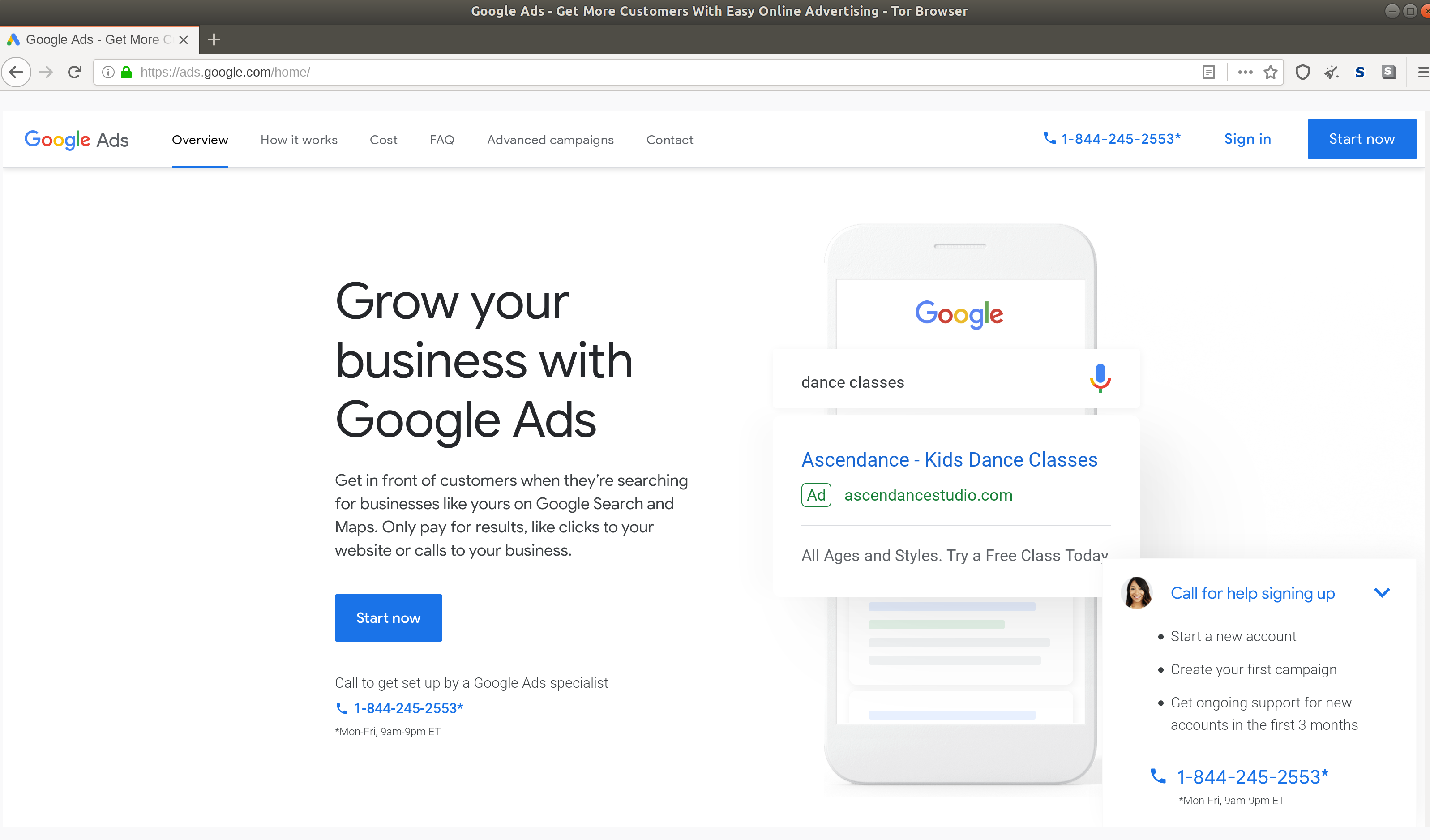 Google Ads web page